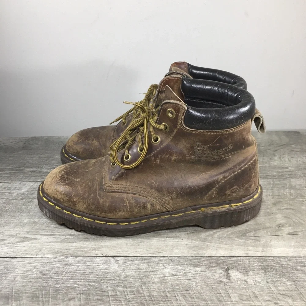 Vintage Dr. Martens 939 Ben Crazy Horse Brown Leather Combat Men’s Boots Size 8